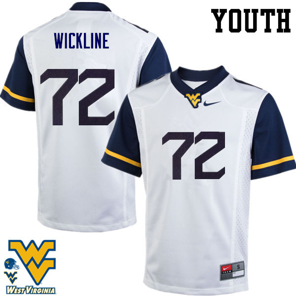 NCAA Youth Kelby Wickline West Virginia Mountaineers White #72 Nike Stitched Football College Authentic Jersey TV23T63QN